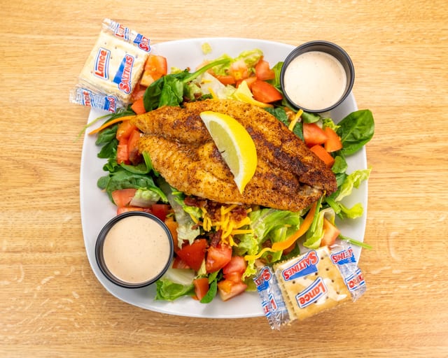Blackened Catfish Filet Salad.